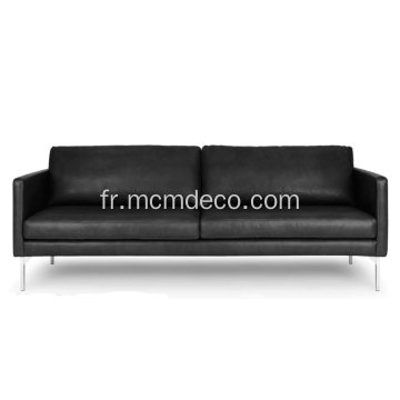 Sofa Echo haut de gamme en cuir noir Oxford